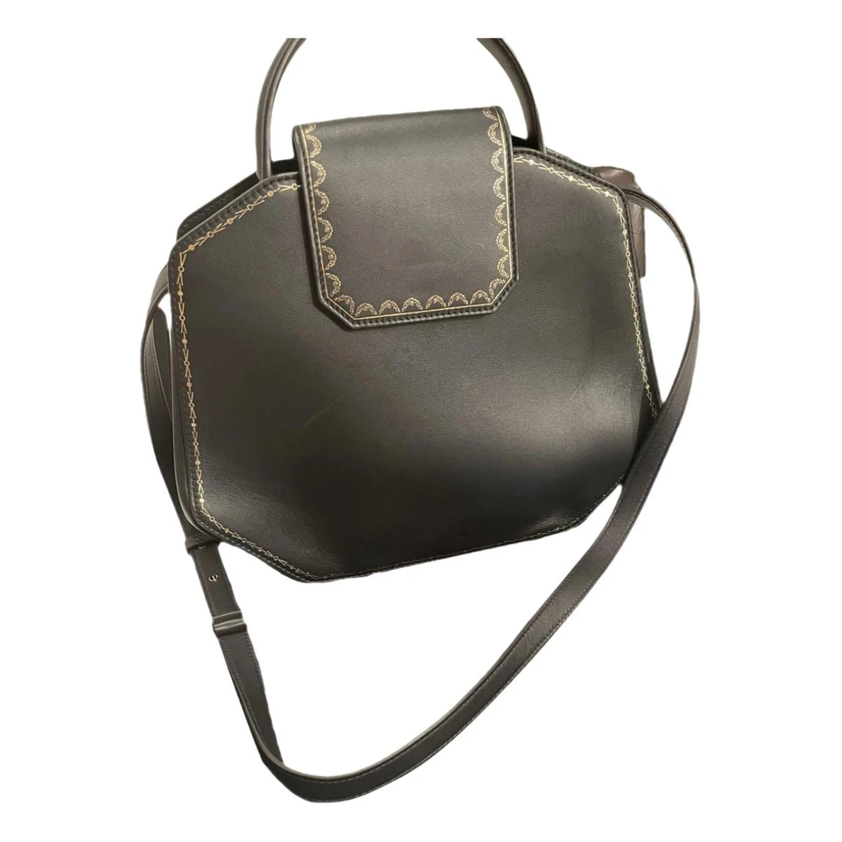Pre-owned Cartier Guirlande Leather Handbag In Black