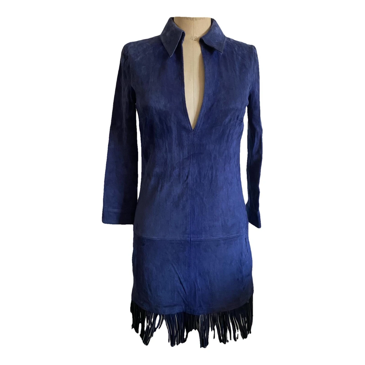 Pre-owned Jitrois Leather Mini Dress In Blue