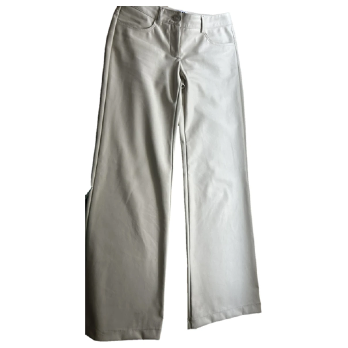 Pre-owned Laagam Leather Large Pants In White