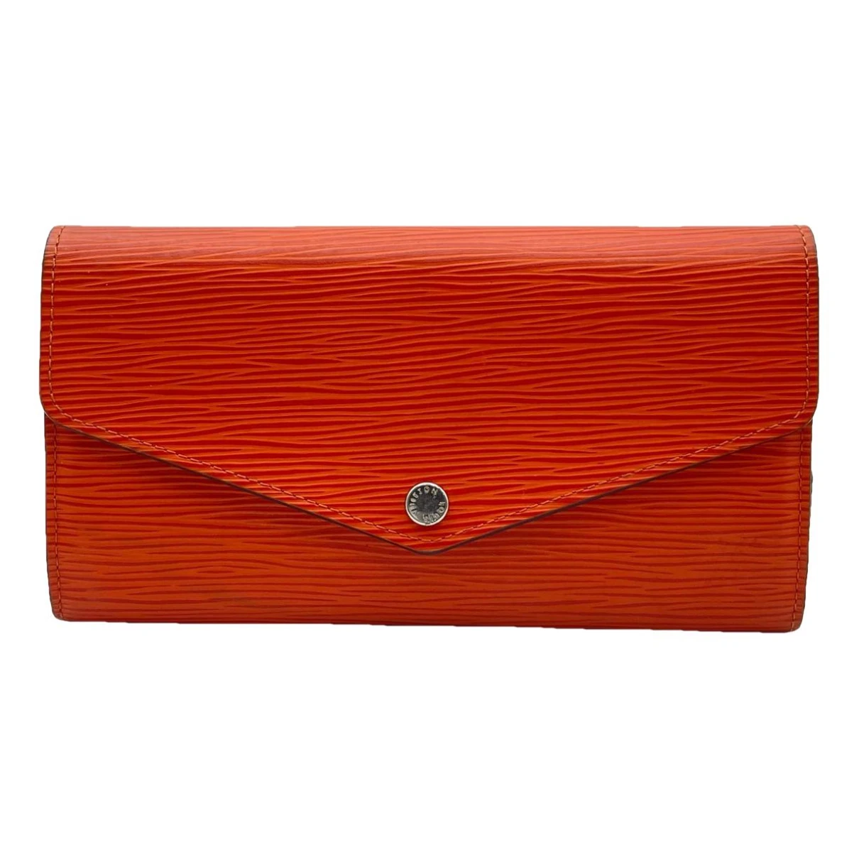 Pre-owned Louis Vuitton Sarah Leather Wallet In Orange