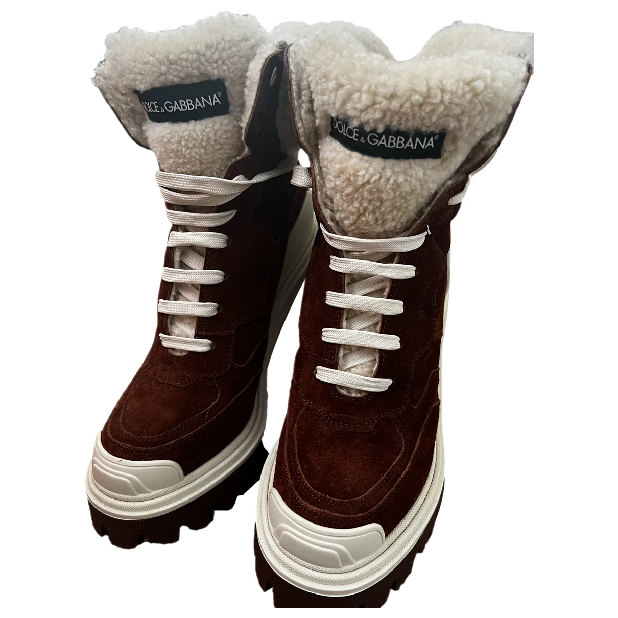 Pre-owned Dolce & Gabbana Leather Snow Boots In Brown