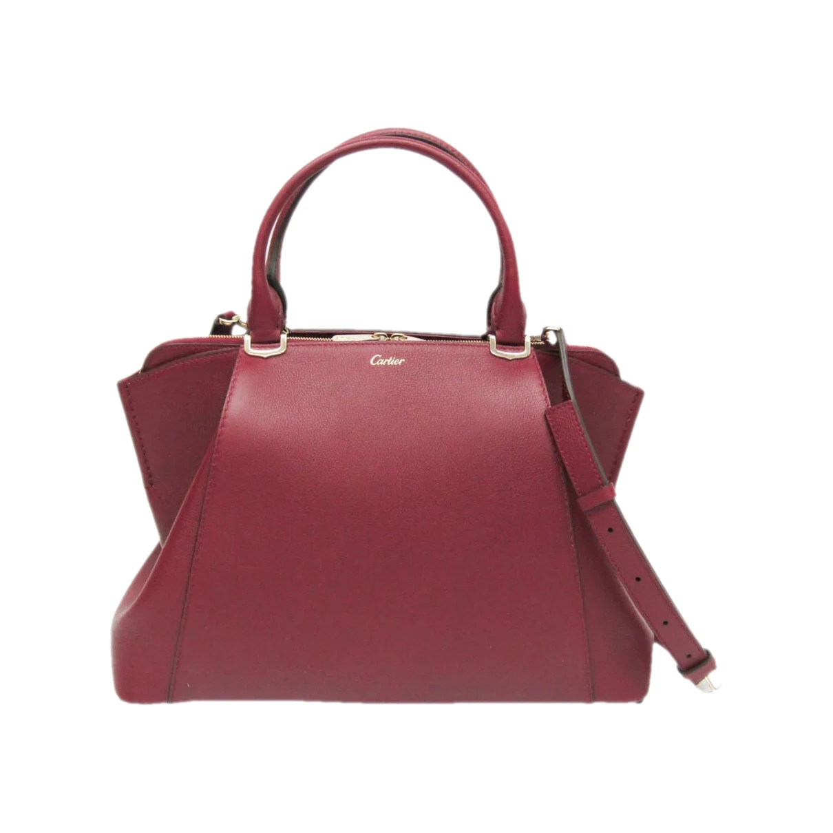 Pre-owned Cartier Leather Handbag In Burgundy