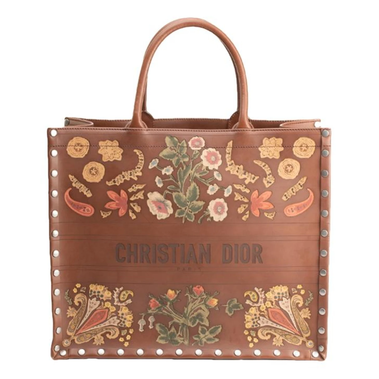 Pre-owned Dior Book Tote Leather Bag In Brown