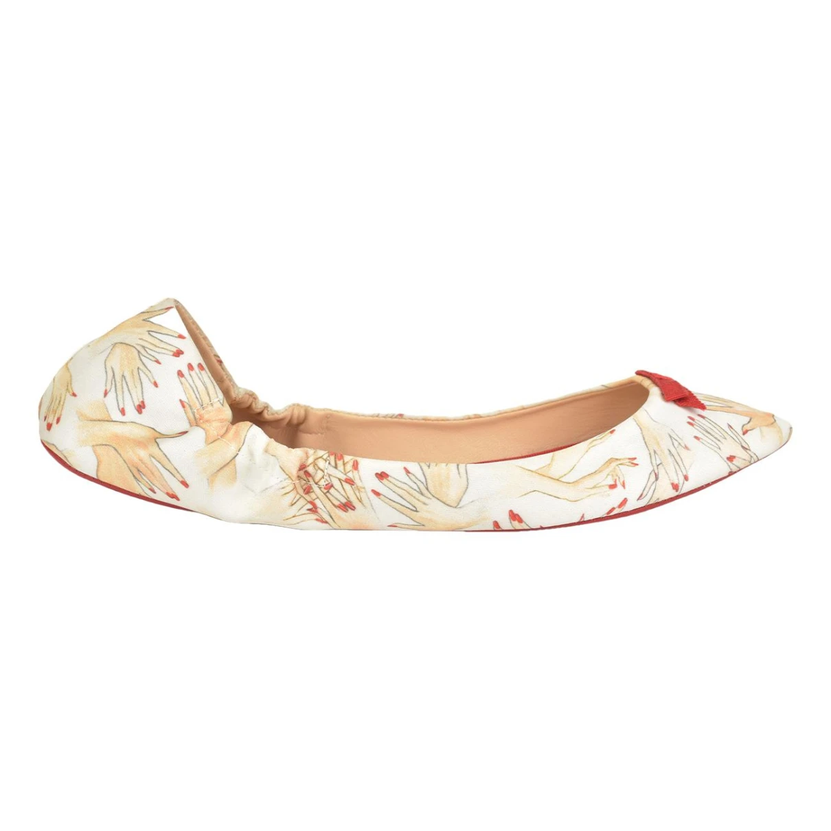 Pre-owned Christian Louboutin Leather Ballet Flats In Red