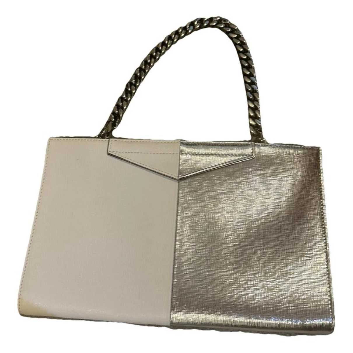 Pre-owned Fendi Leather Clutch Bag In Silver
