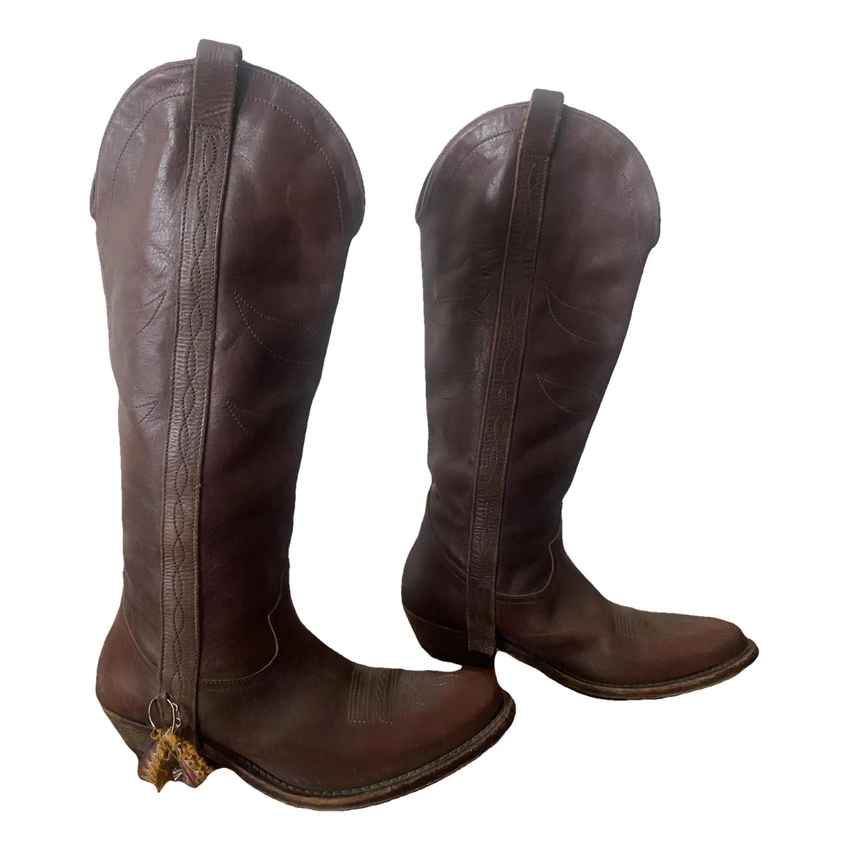 Pre-owned Golden Goose Santiago Leather Cowboy Boots In Brown