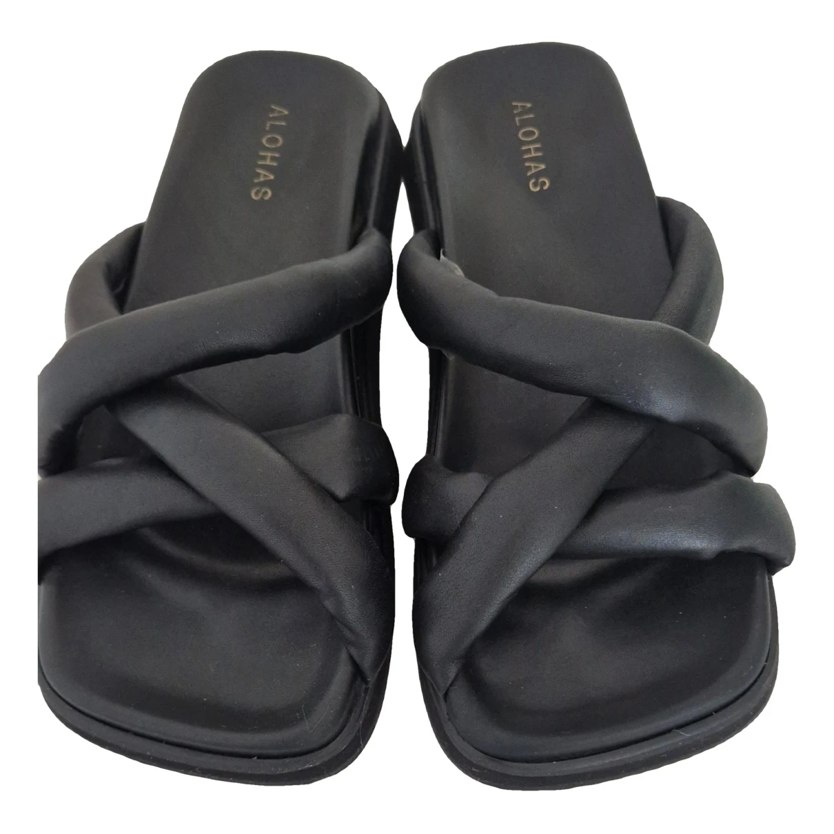 Pre-owned Alohas Leather Mules & Clogs In Black