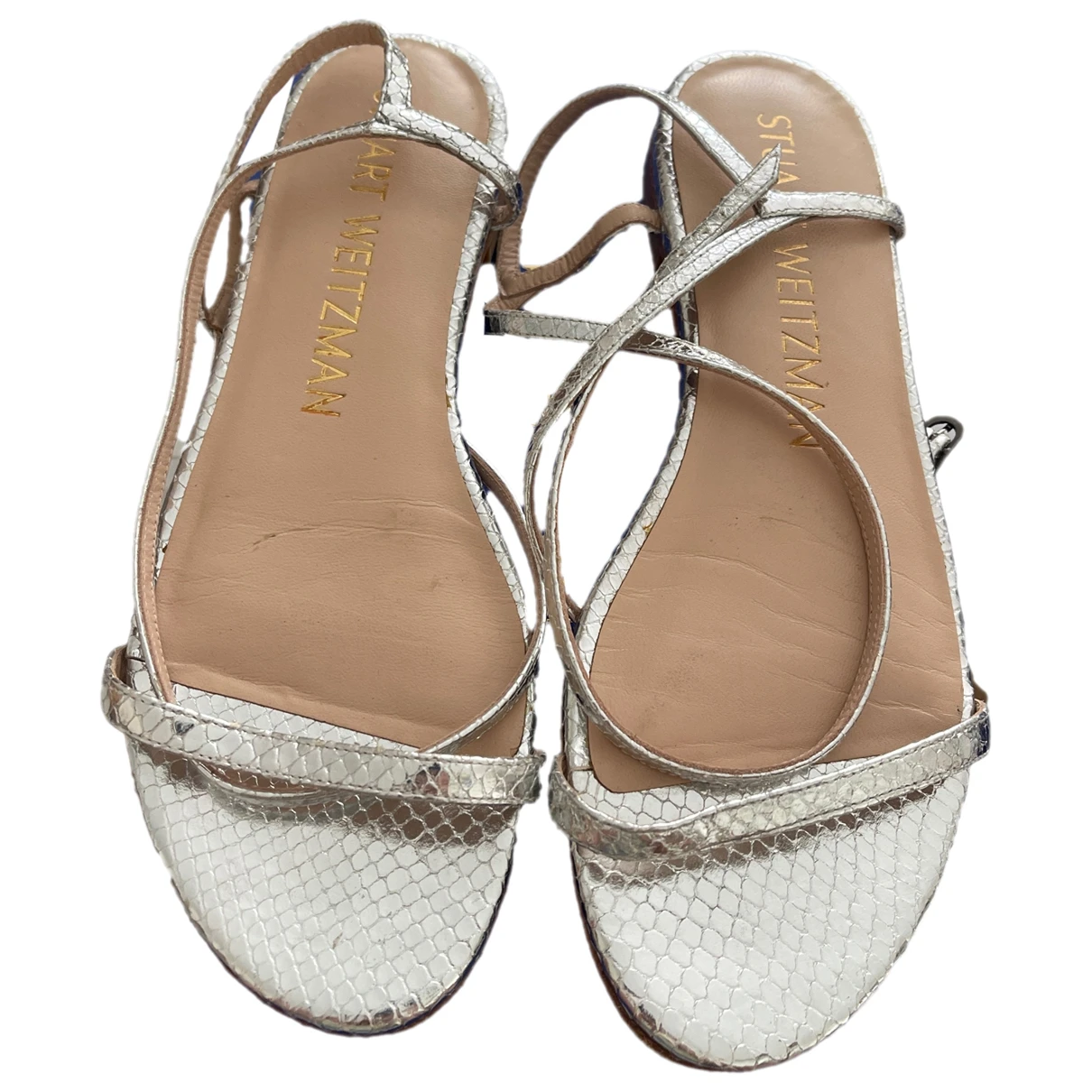 Pre-owned Stuart Weitzman Leather Mules In Silver