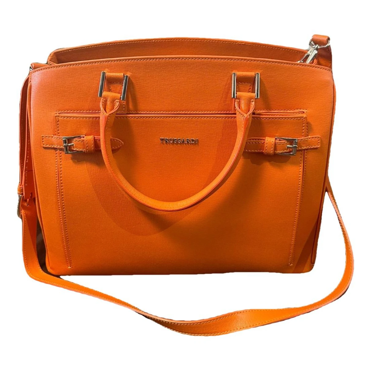 Pre-owned Trussardi Leather Crossbody Bag In Orange