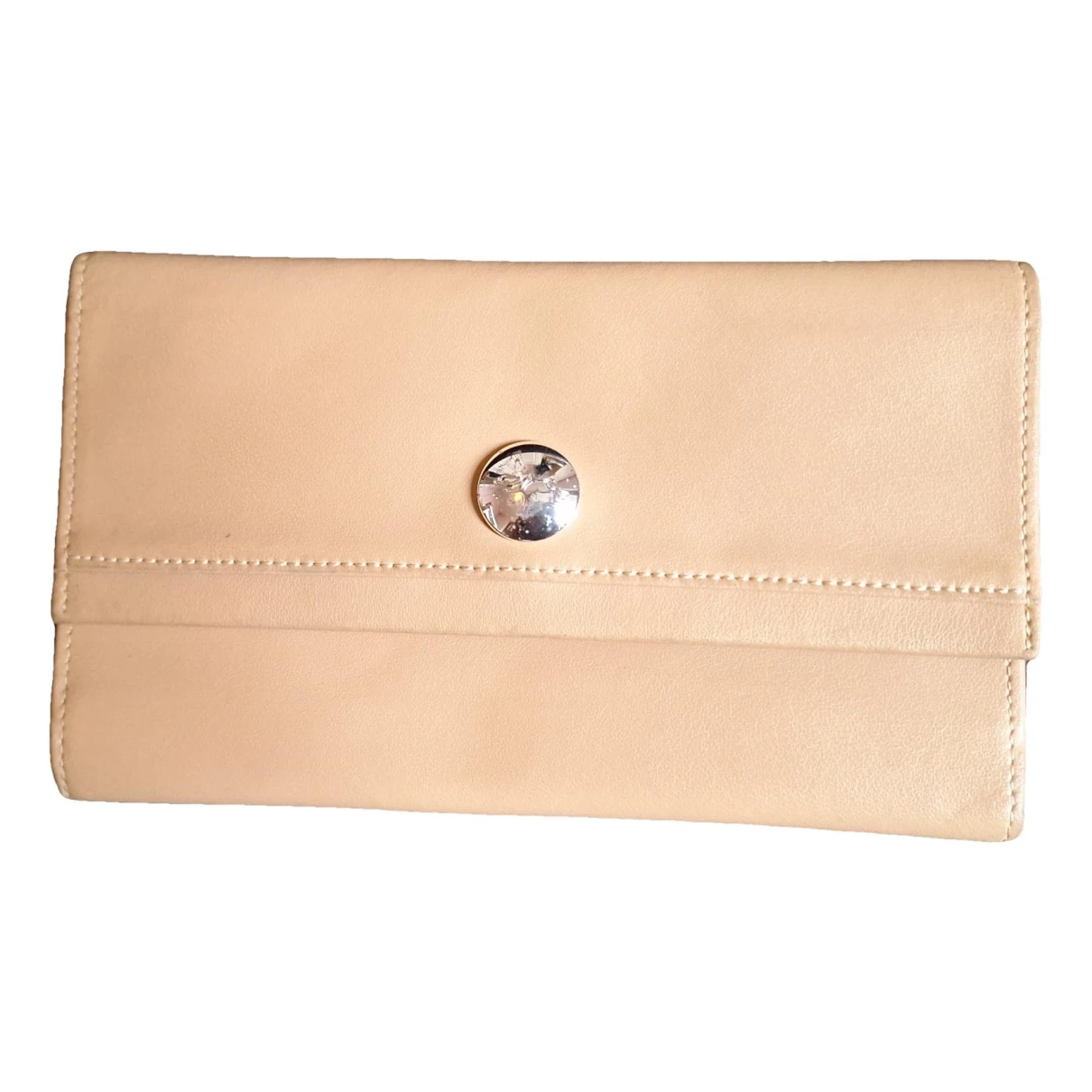 Pre-owned Longchamp Leather Clutch In Beige