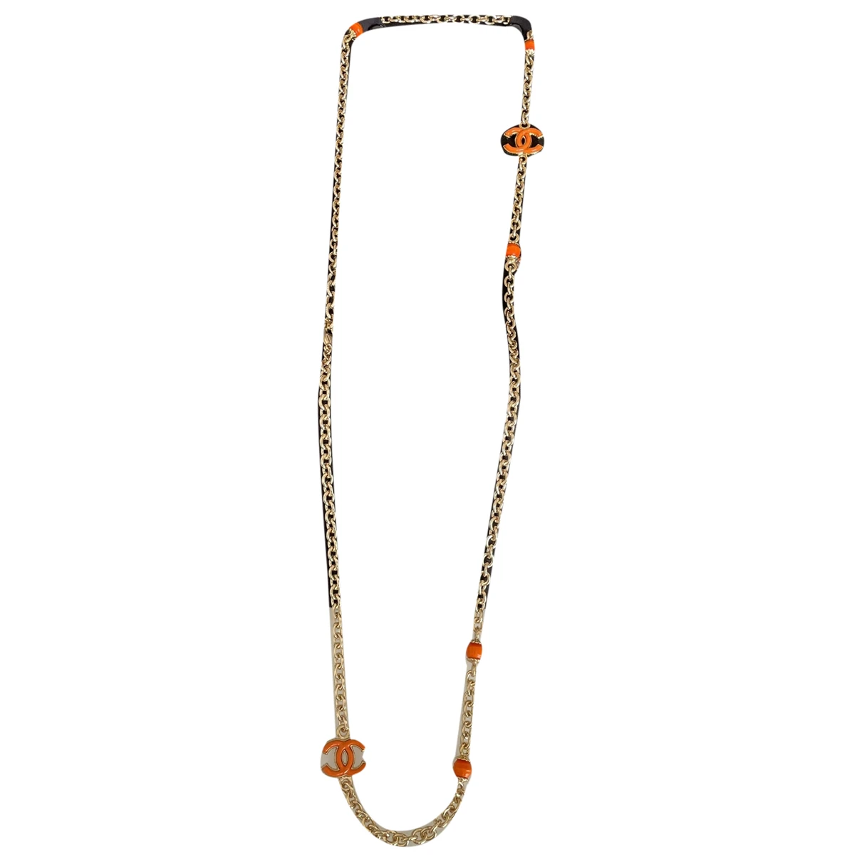 Pre-owned Chanel Cc Necklace In Orange