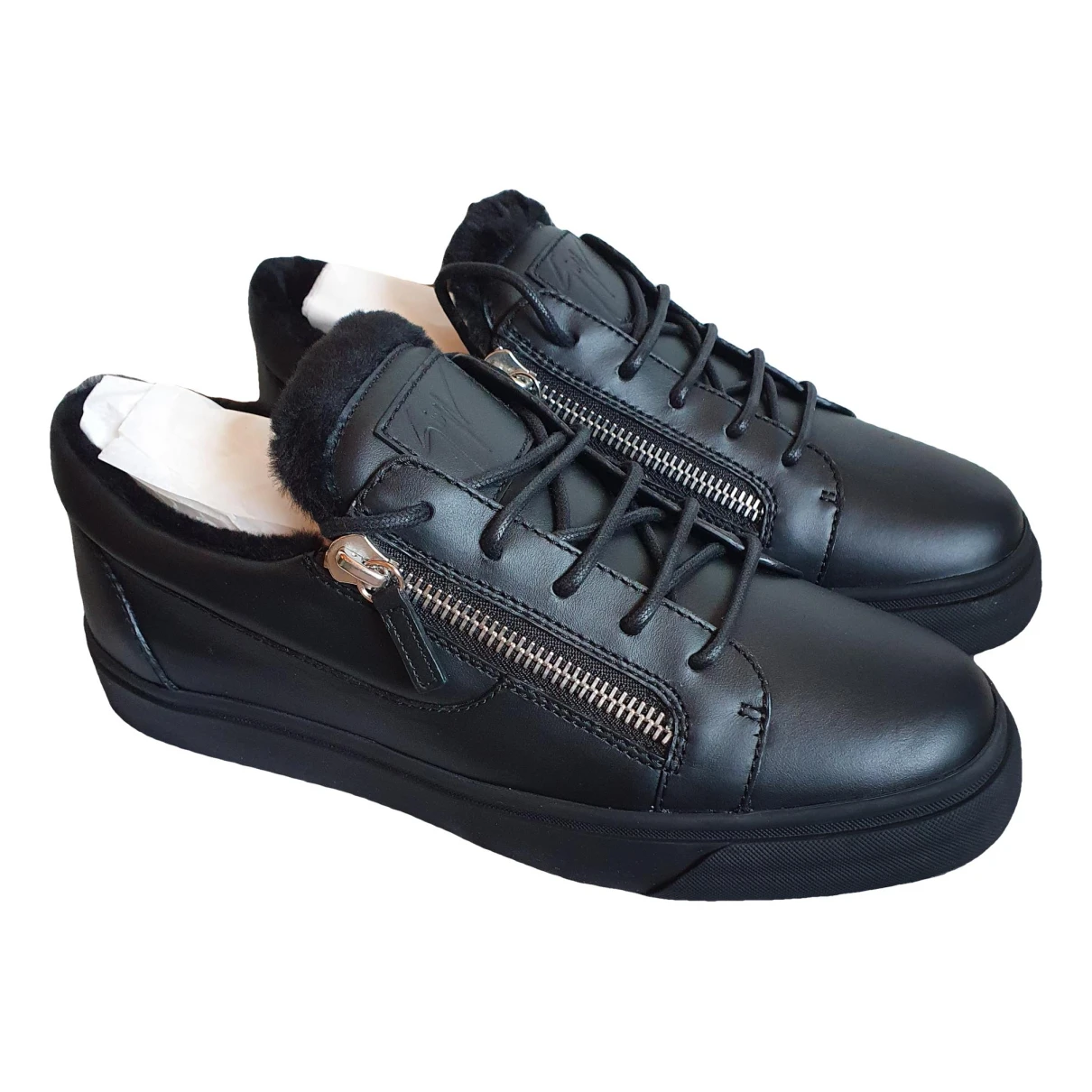 Pre-owned Giuseppe Zanotti Leather Low Trainers In Black