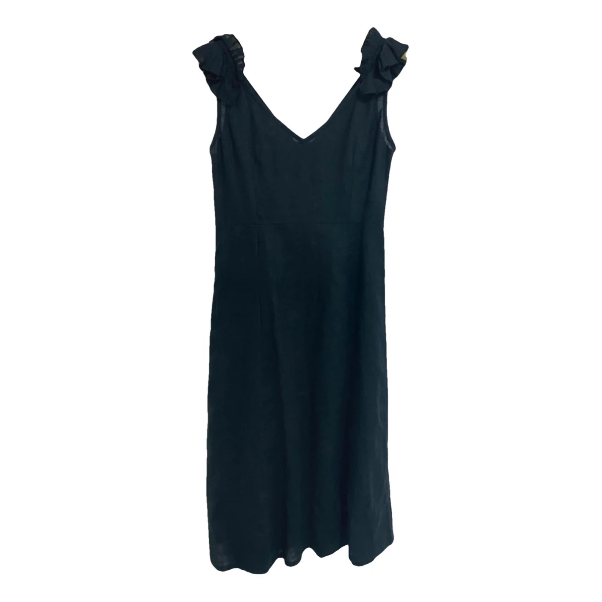 Pre-owned Aspesi Linen Mid-length Dress In Black