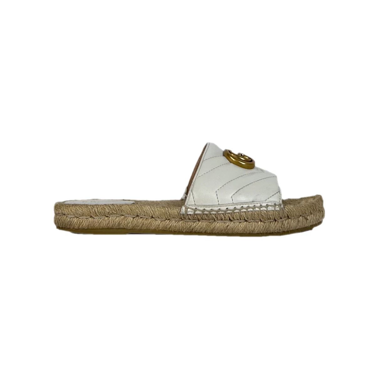 Pre-owned Gucci Marmont Leather Mules In White