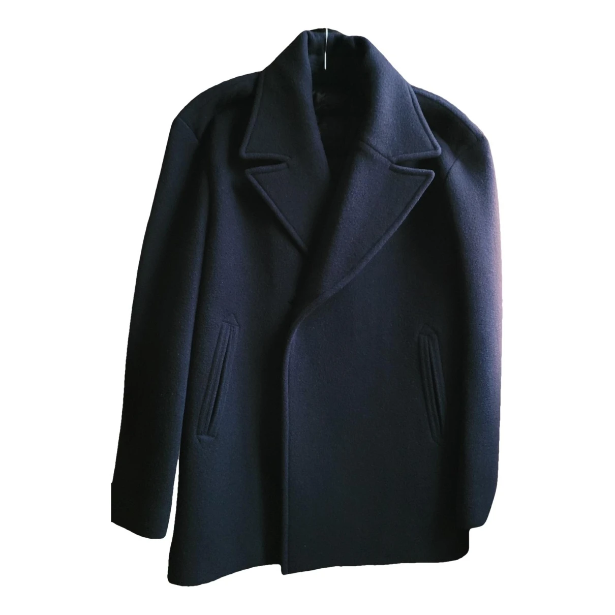 Pre-owned Balenciaga Cashmere Coat In Navy