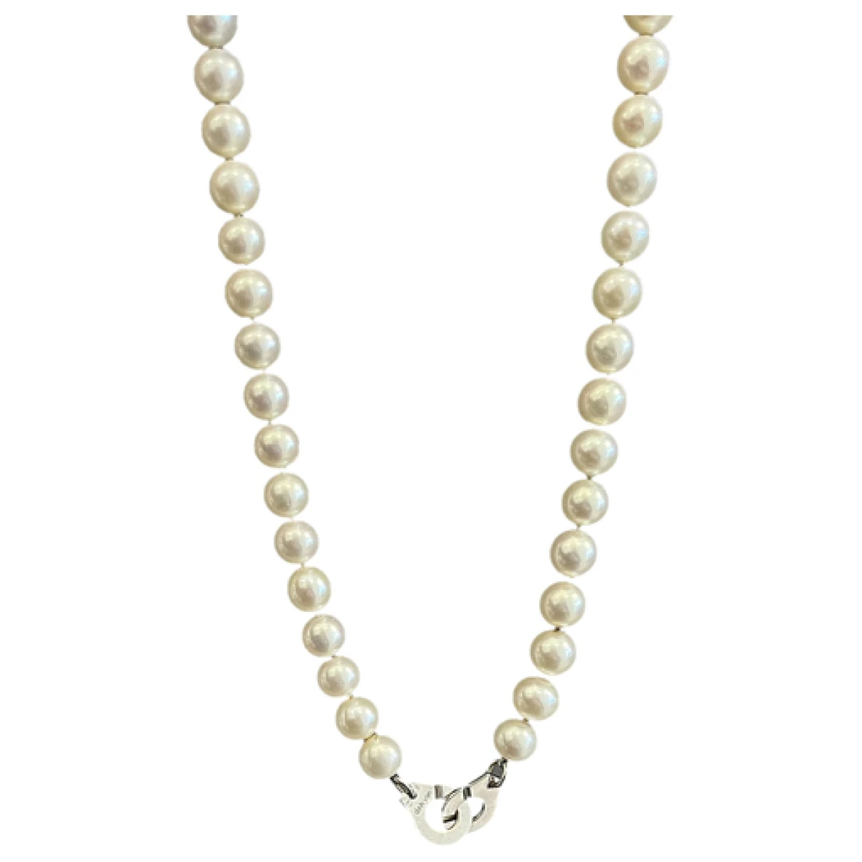 Pre-owned Dinh Van Menottes White Gold Necklace In Silver
