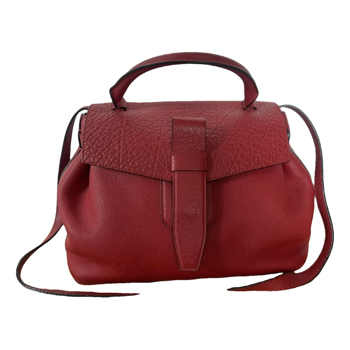Pre-owned Lancel Charlie Leather Handbag In Red