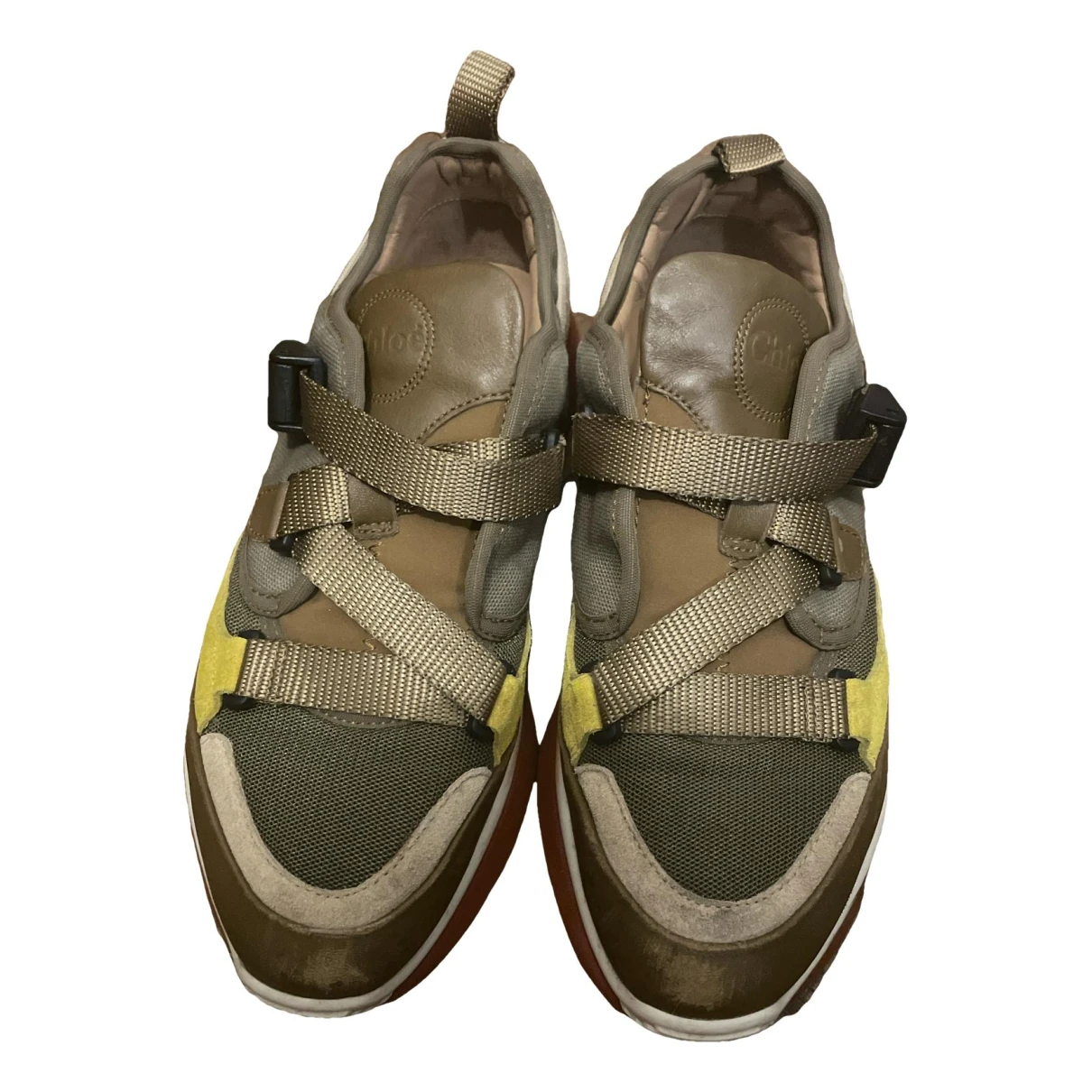 Pre-owned Chloé Sonnie Leather Trainers In Green