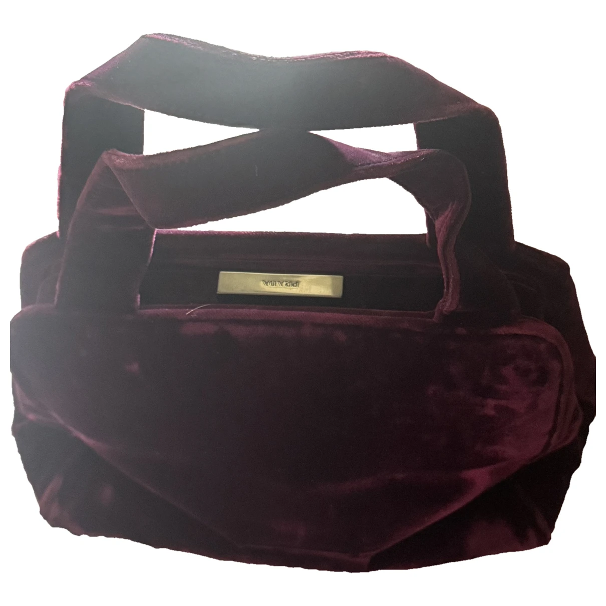 Pre-owned Prada Velvet Handbag In Burgundy