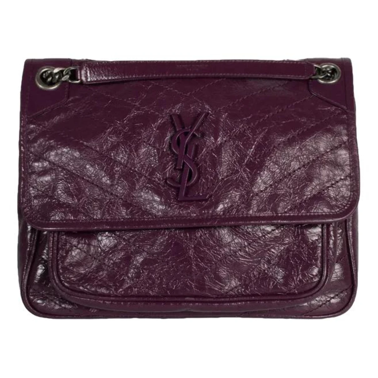 Pre-owned Saint Laurent Niki Leather Handbag In Purple