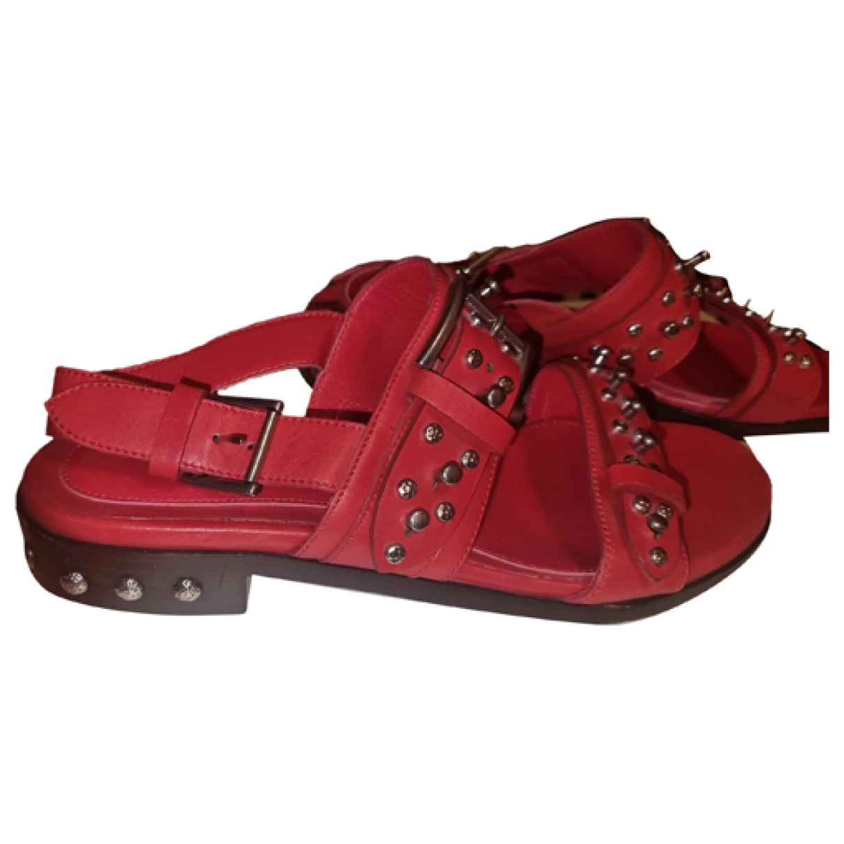 Pre-owned Alexander Mcqueen Hybrid Leather Sandal In Red