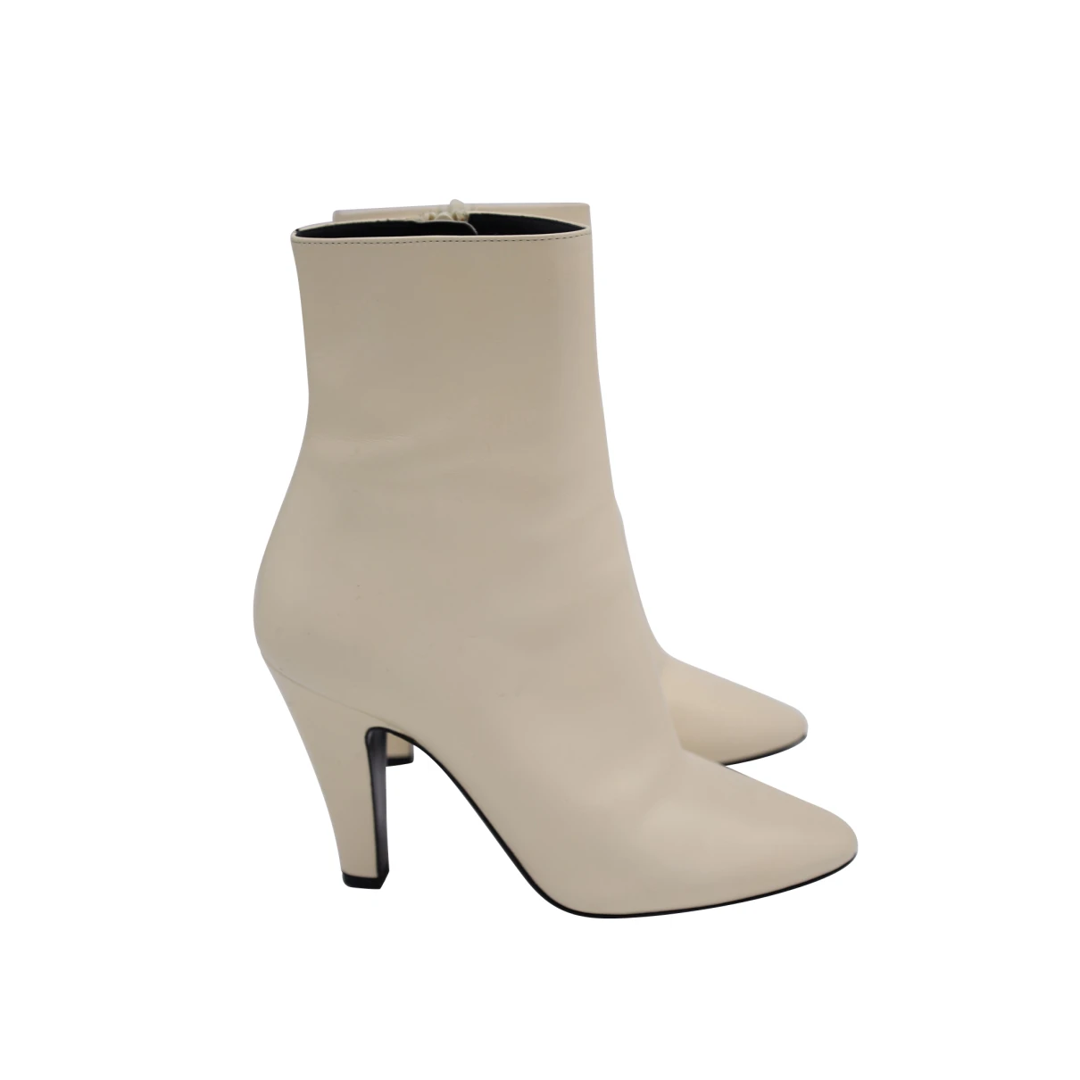 Pre-owned Saint Laurent Leather Ankle Boots In White