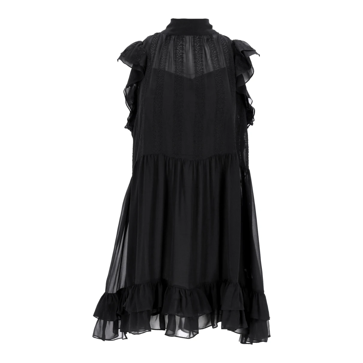 Pre-owned Ulla Johnson Silk Mini Dress In Black