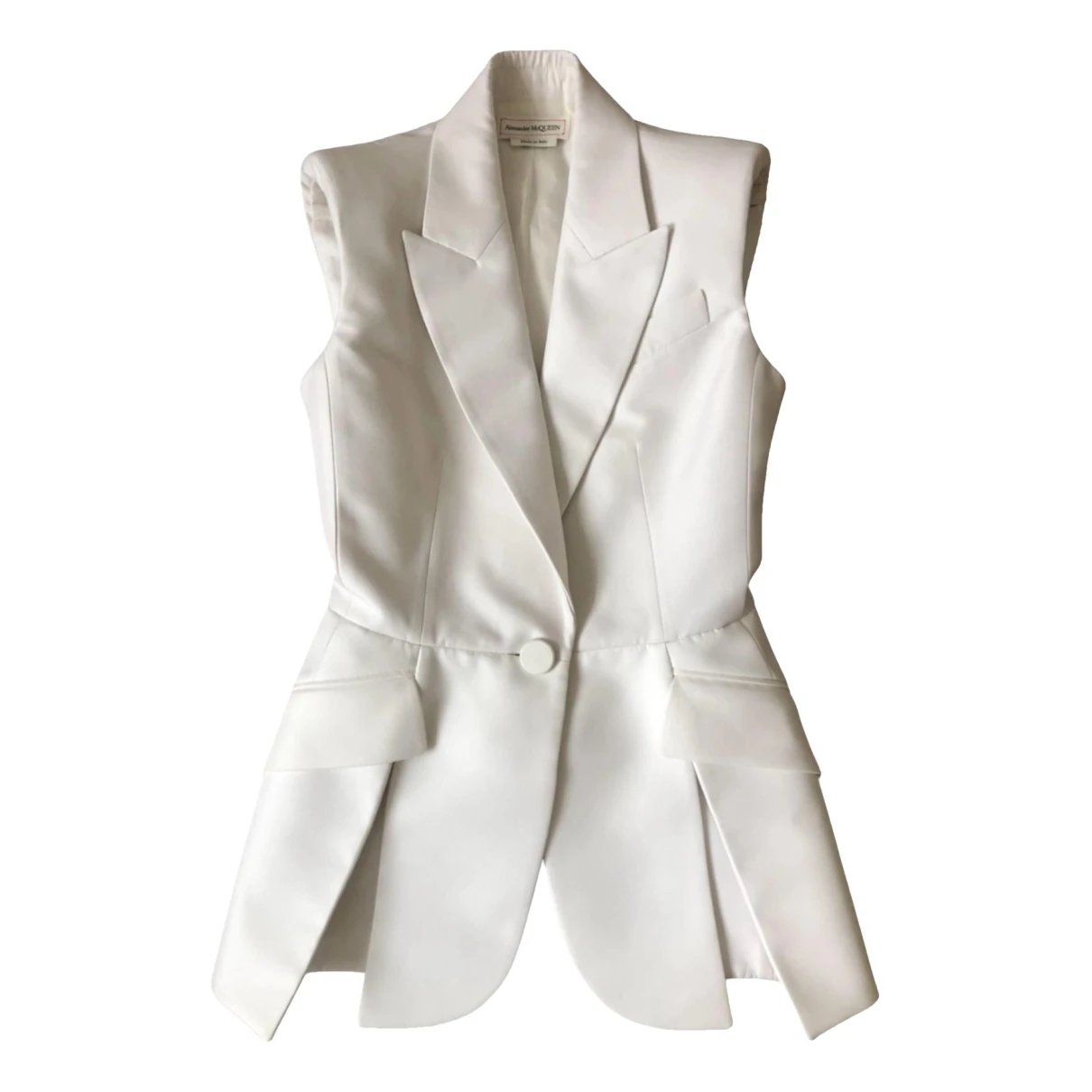 Pre-owned Alexander Mcqueen Silk Blazer In White