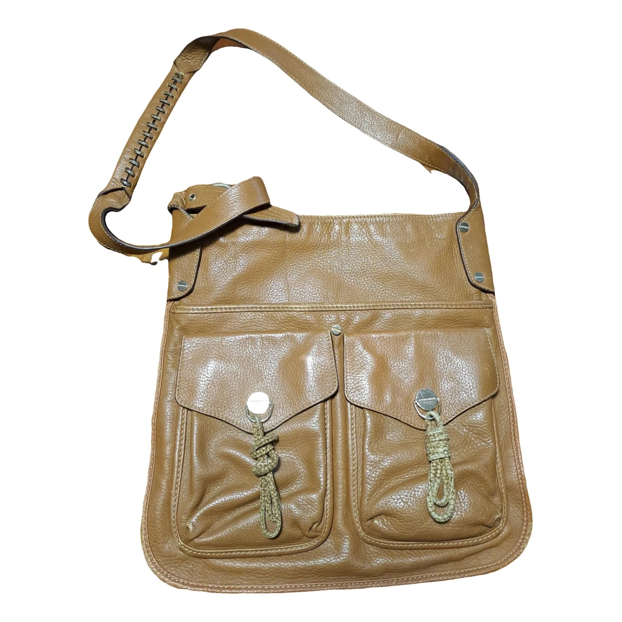 Pre-owned Borbonese Leather Crossbody Bag In Beige