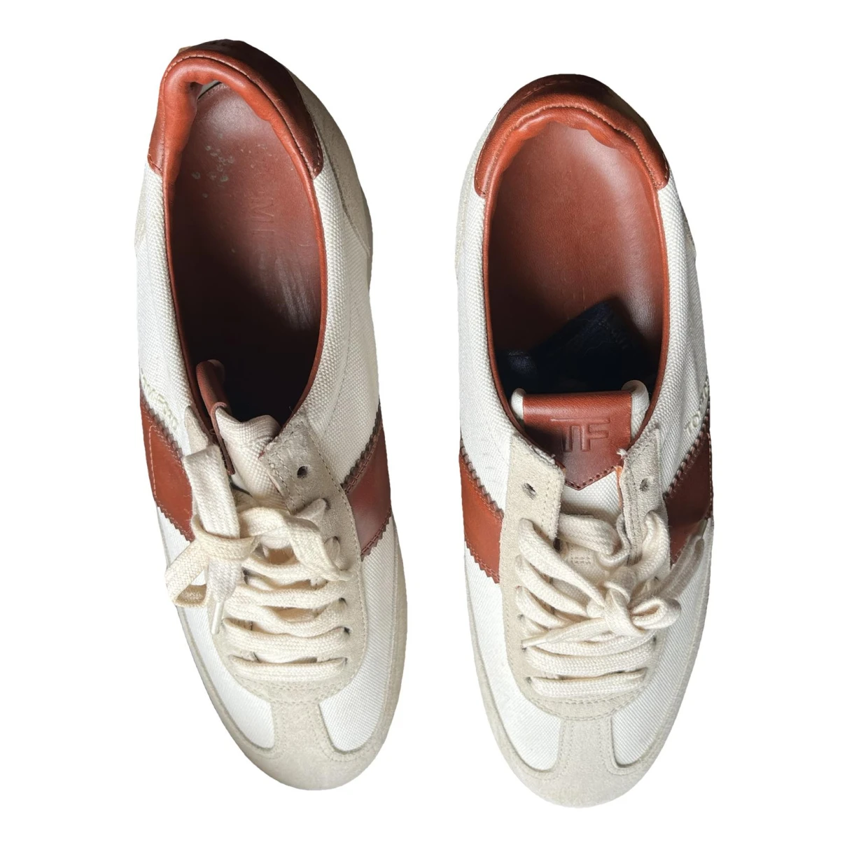 Pre-owned Tom Ford Leather Low Trainers In Beige