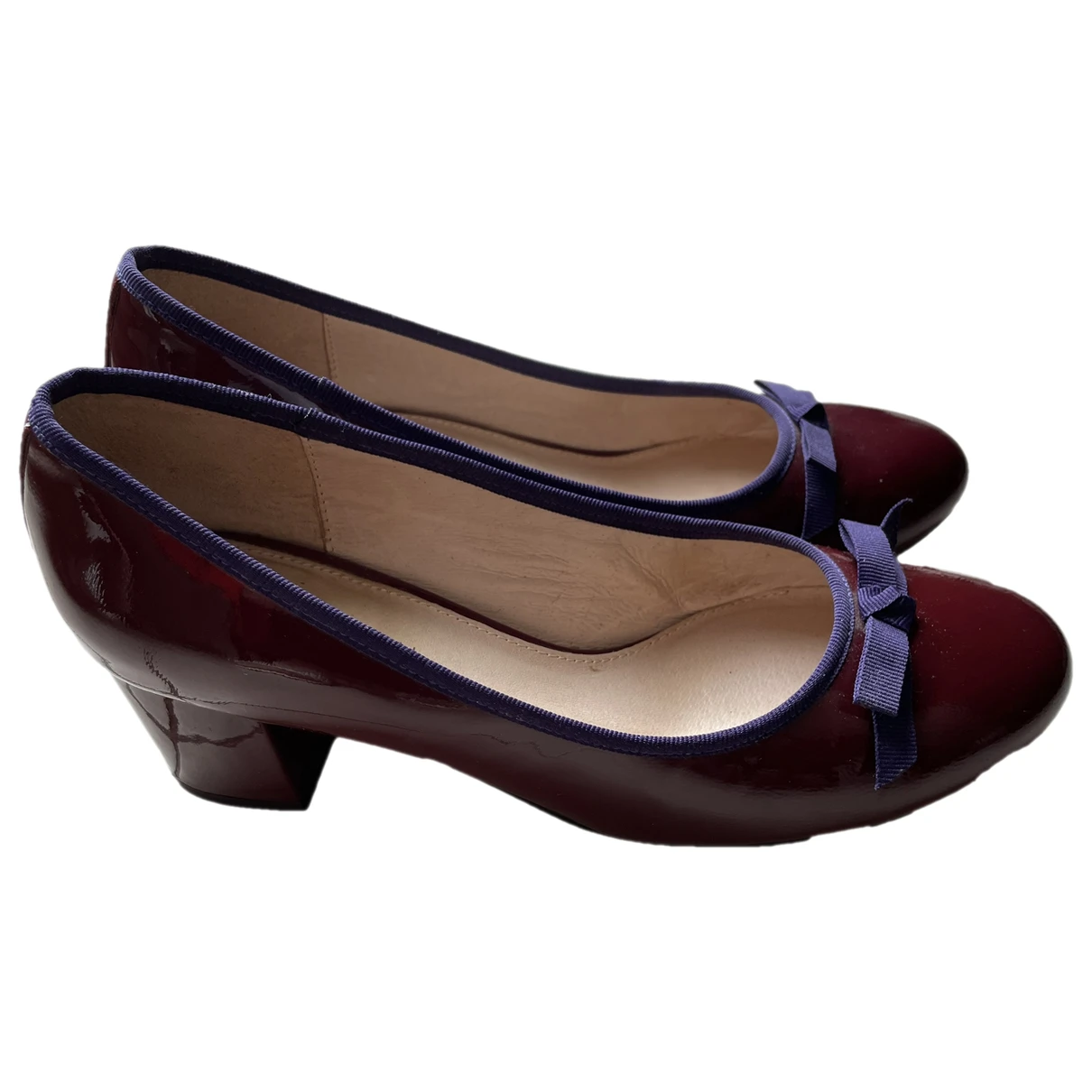 Pre-owned Mellow Yellow Patent Leather Heels In Burgundy