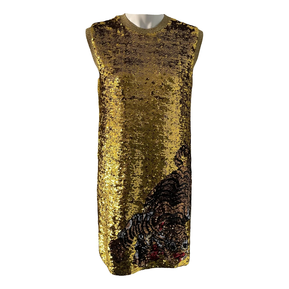 Pre-owned Gucci Silk Mid-length Dress In Gold