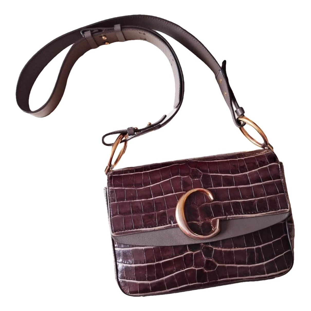 Pre-owned Chloé C Leather Crossbody Bag In Brown