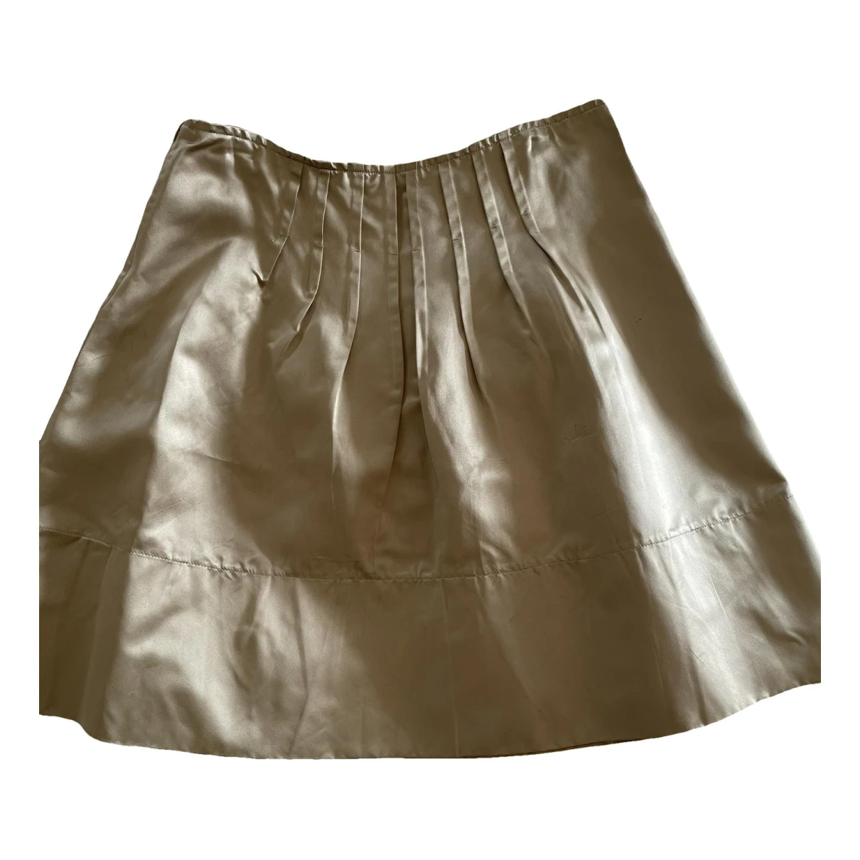 Pre-owned Miu Miu Silk Mid-length Skirt In Ecru