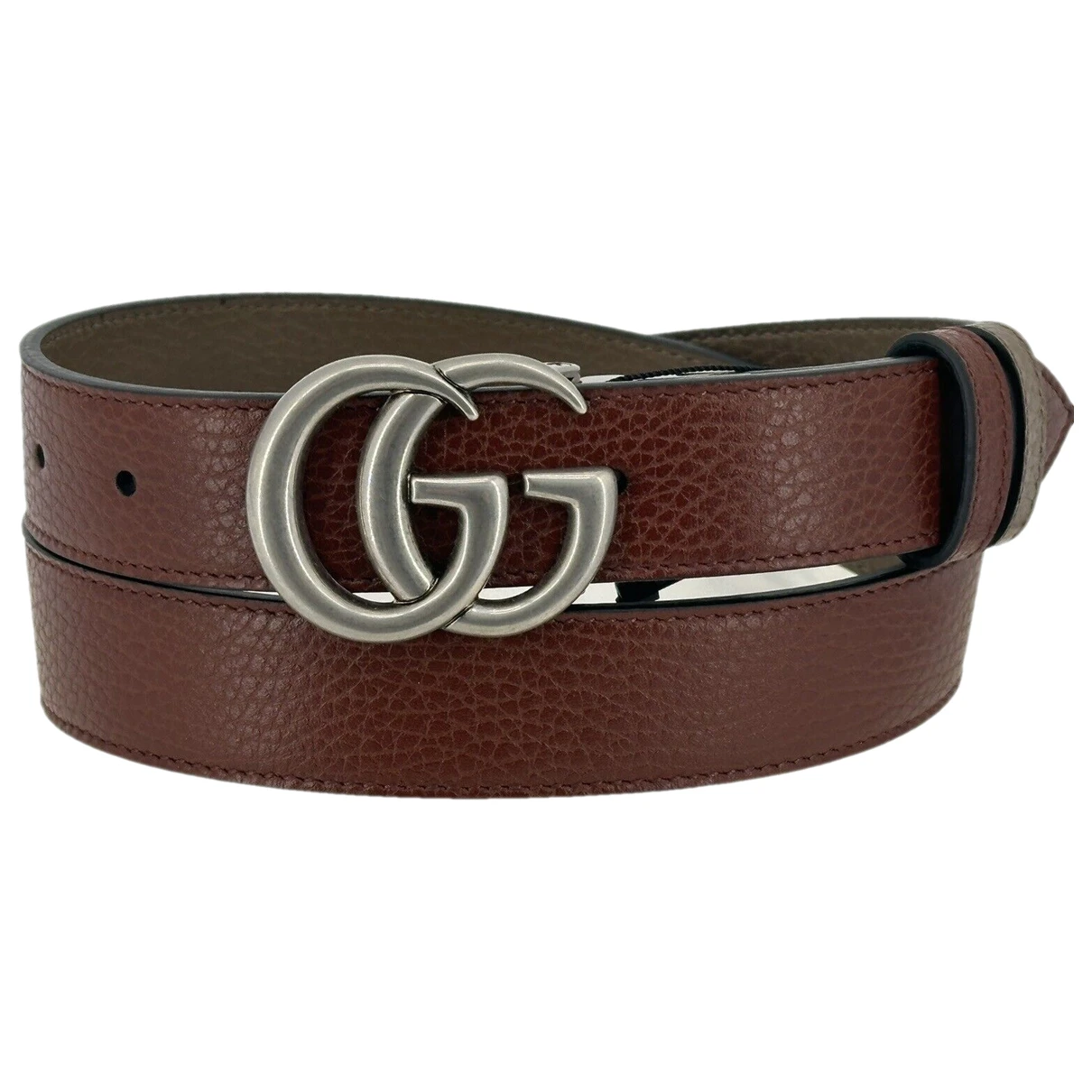 Pre-owned Gucci Gg Buckle Leather Belt In Other