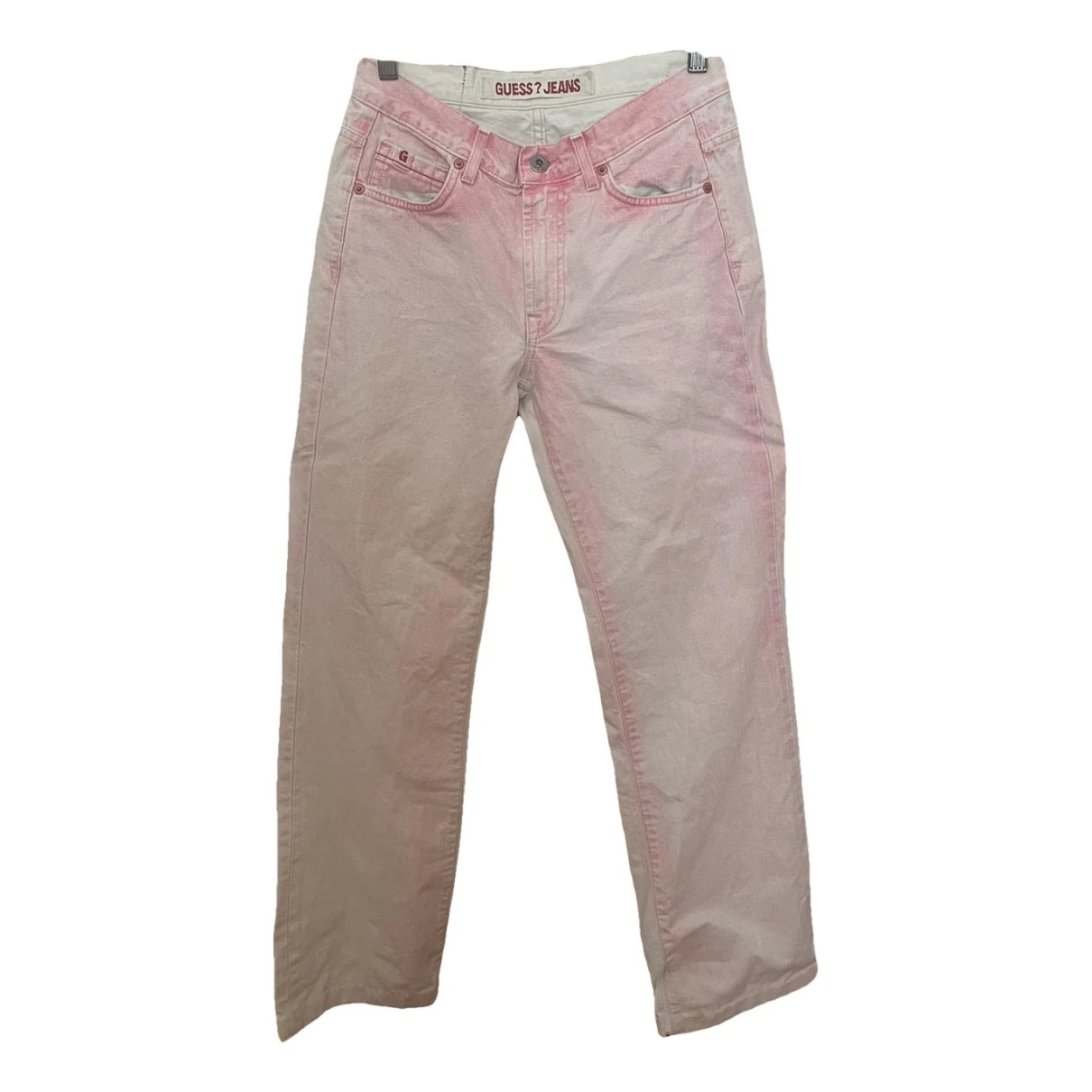 Pre-owned Guess Straight Jeans In Pink