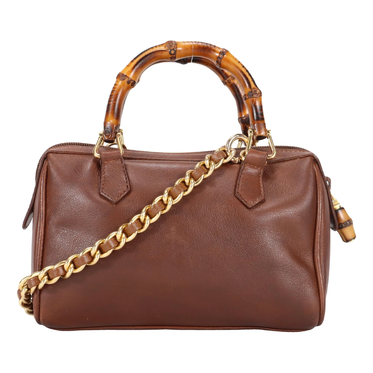 Pre-owned Gucci Bamboo Leather Mini Bag In Brown