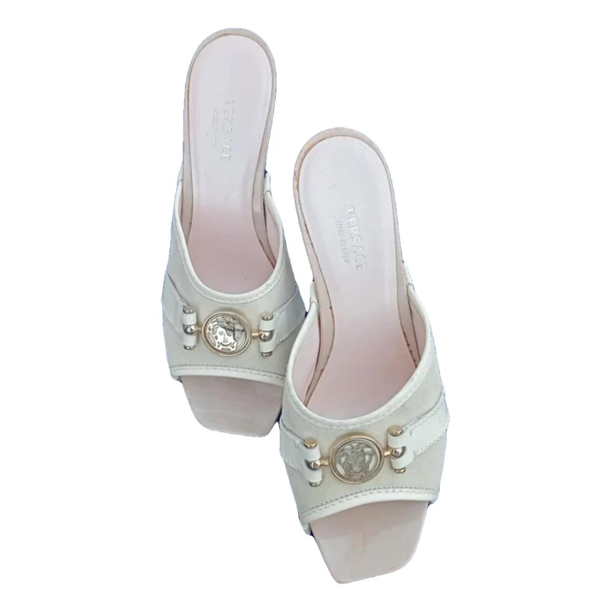 Pre-owned Versace Leather Sandal In White