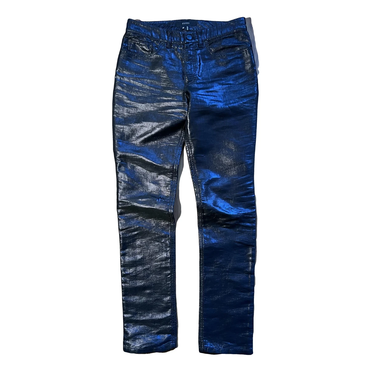 Pre-owned Gucci Straight Pants In Navy