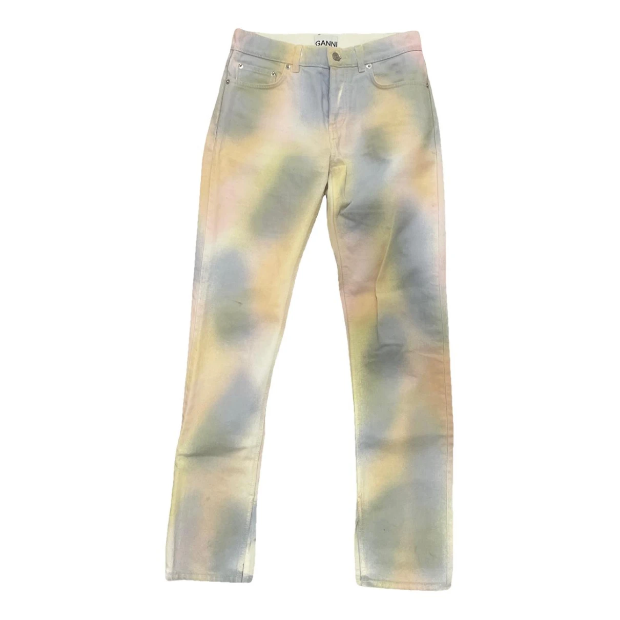 Pre-owned Ganni Straight Jeans In Multicolour