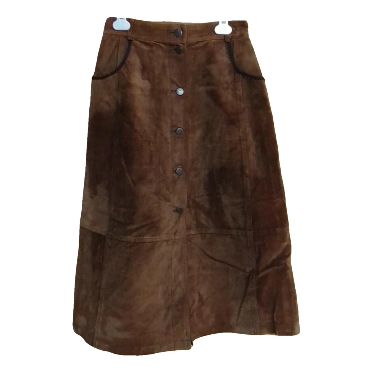 Pre-owned Max & Co Leather Skirt In Brown