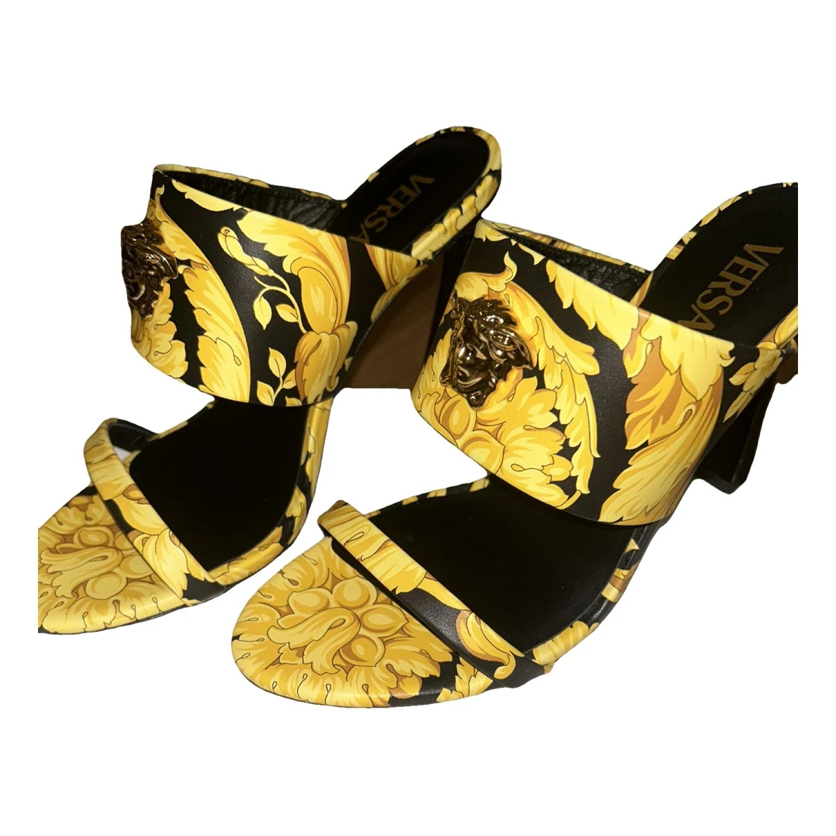 Pre-owned Versace Mules In Yellow