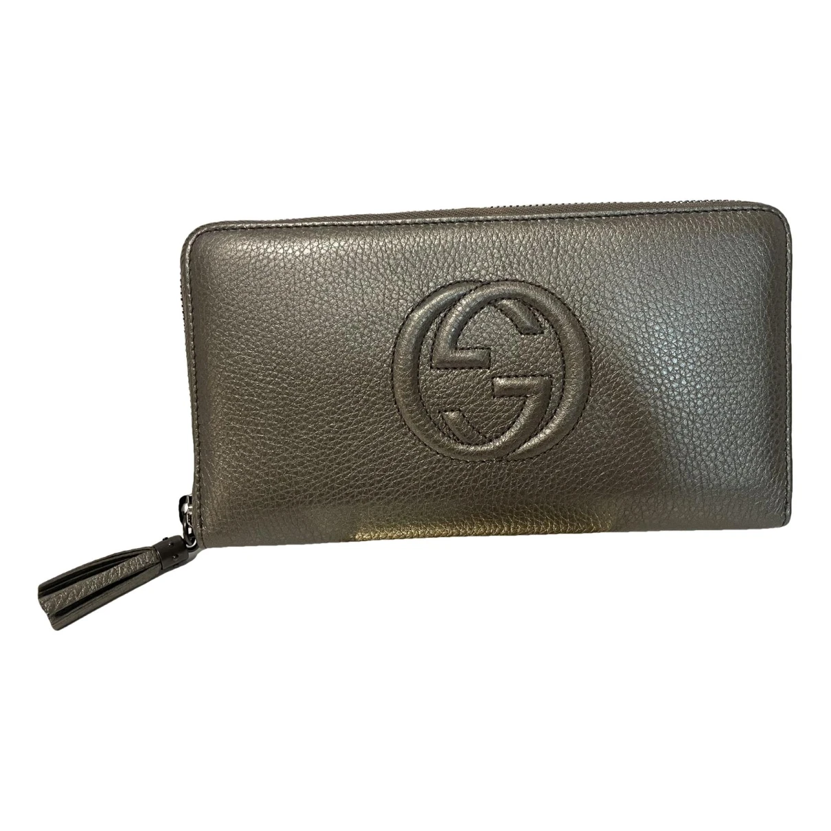 Pre-owned Gucci Soho Leather Wallet In Metallic
