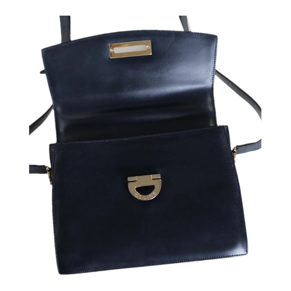 Pre-owned Celine Leather Crossbody Bag In Navy
