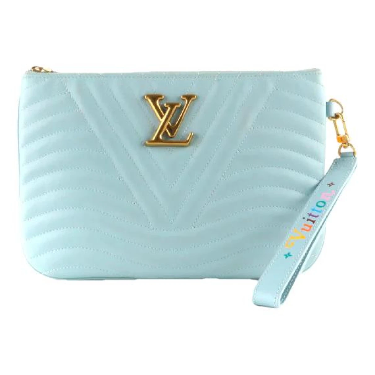 Pre-owned Louis Vuitton Capucines Leather Clutch Bag In Blue