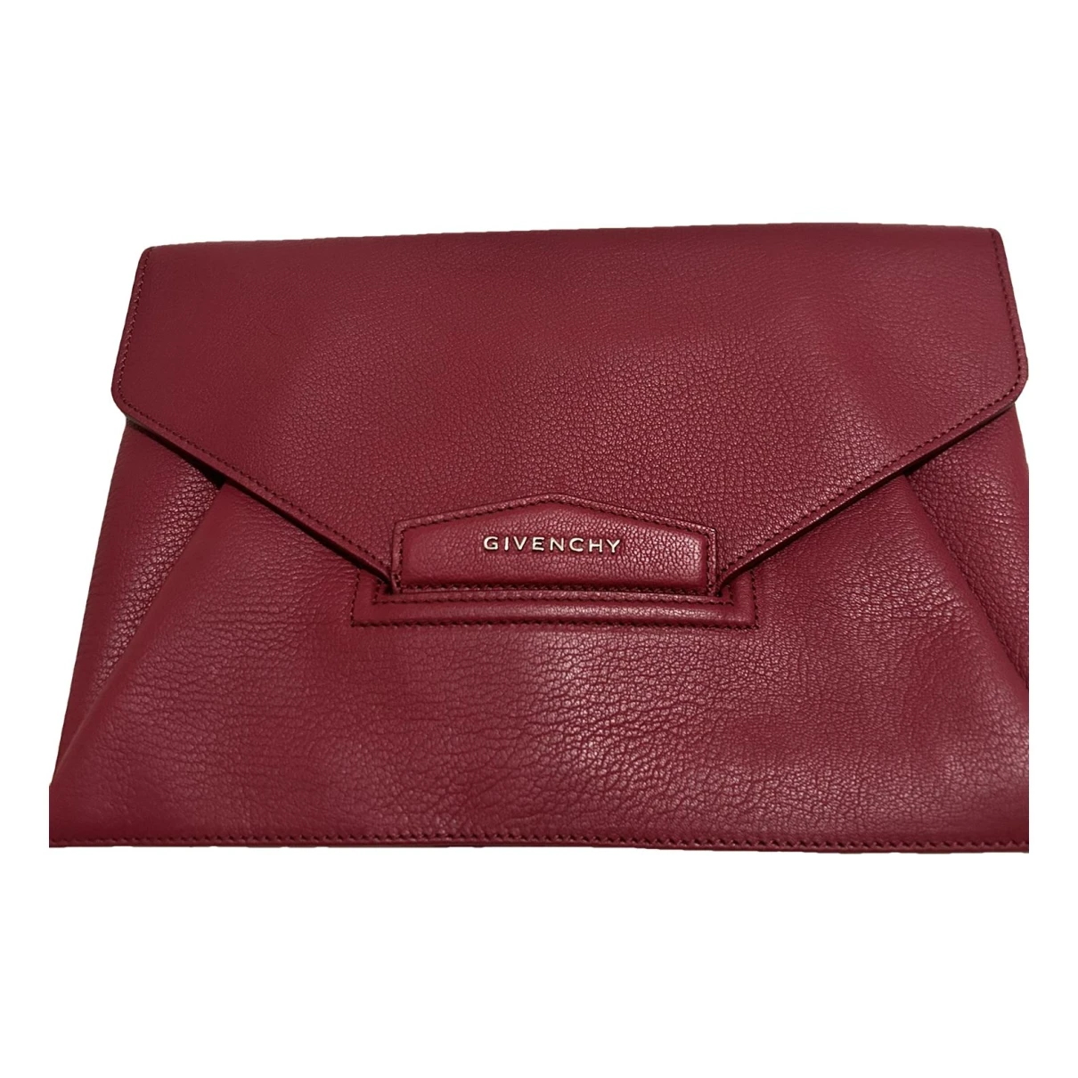Pre-owned Givenchy Leather Clutch Bag In Burgundy
