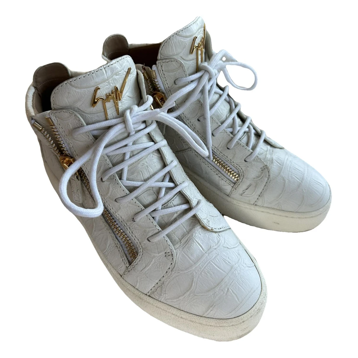 Pre-owned Giuseppe Zanotti Vegan Leather High Trainers In Beige
