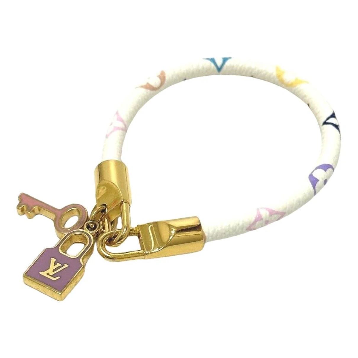Pre-owned Louis Vuitton Monogram Leather Bracelet In White