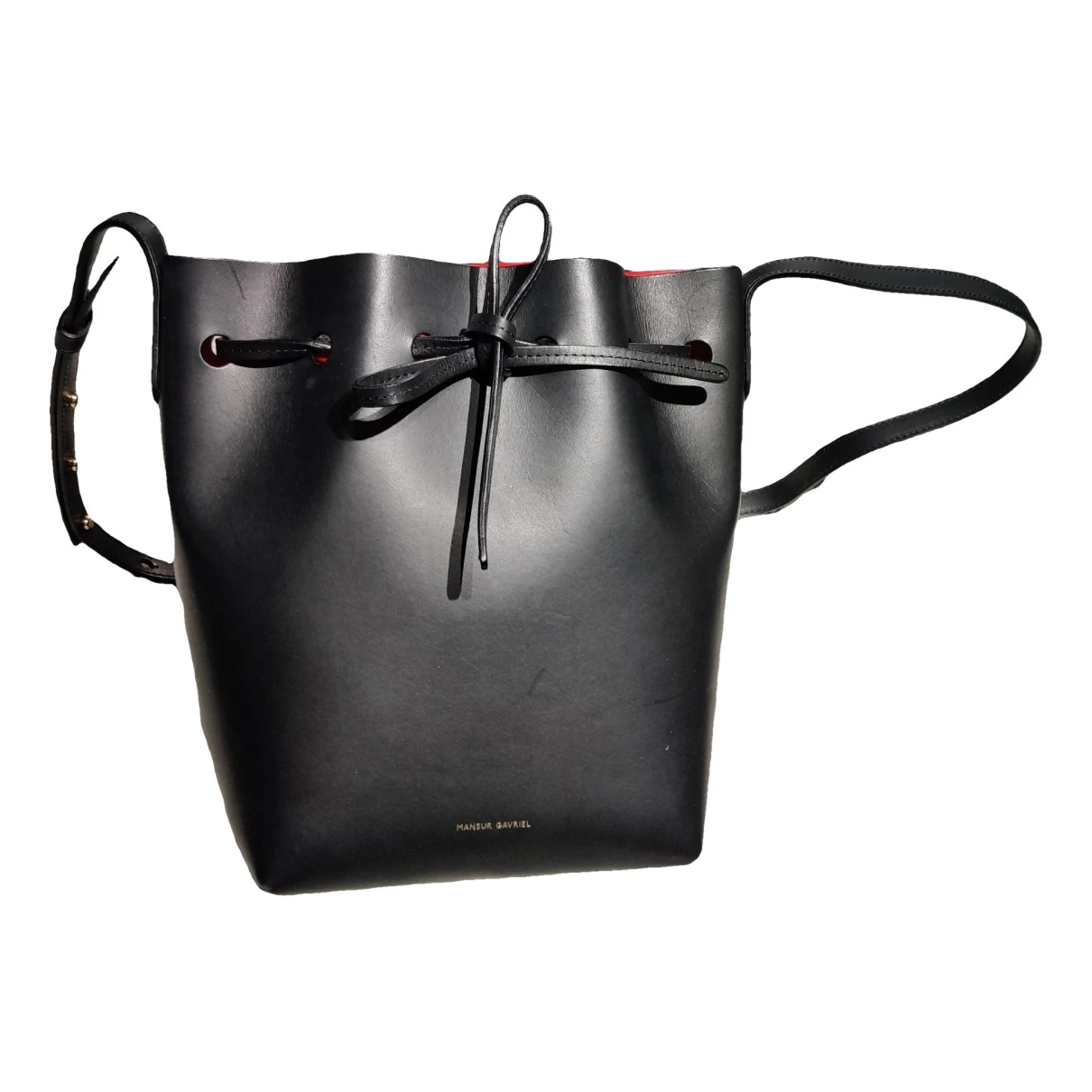 Pre-owned Mansur Gavriel Bucket Leather Handbag In Black