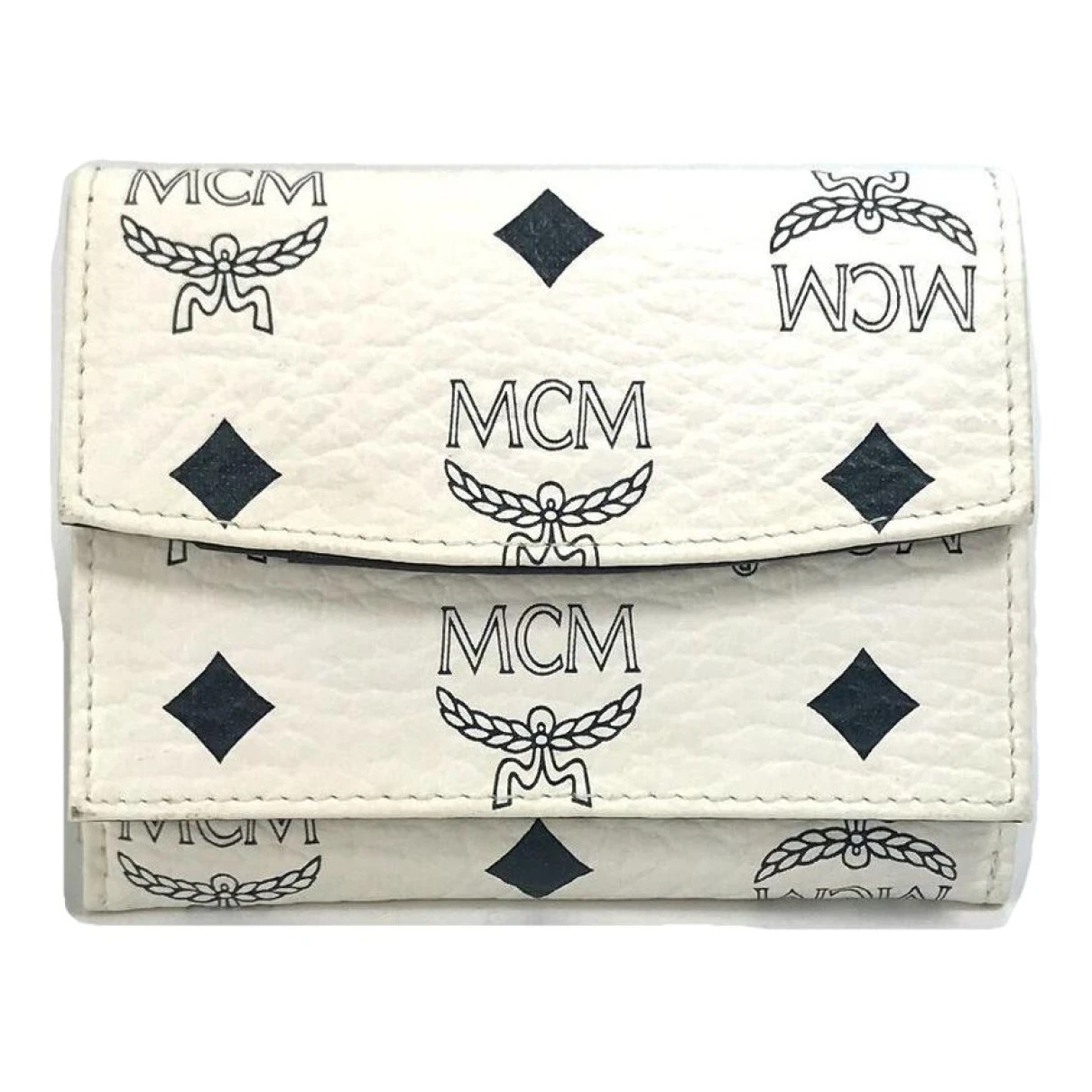 Pre-owned Mcm Leather Wallet In White